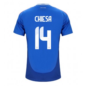 Italia Federico Chiesa #14 Jalkapallovaatteet Kotipaita EM-Kisat 2024 Lyhythihainen